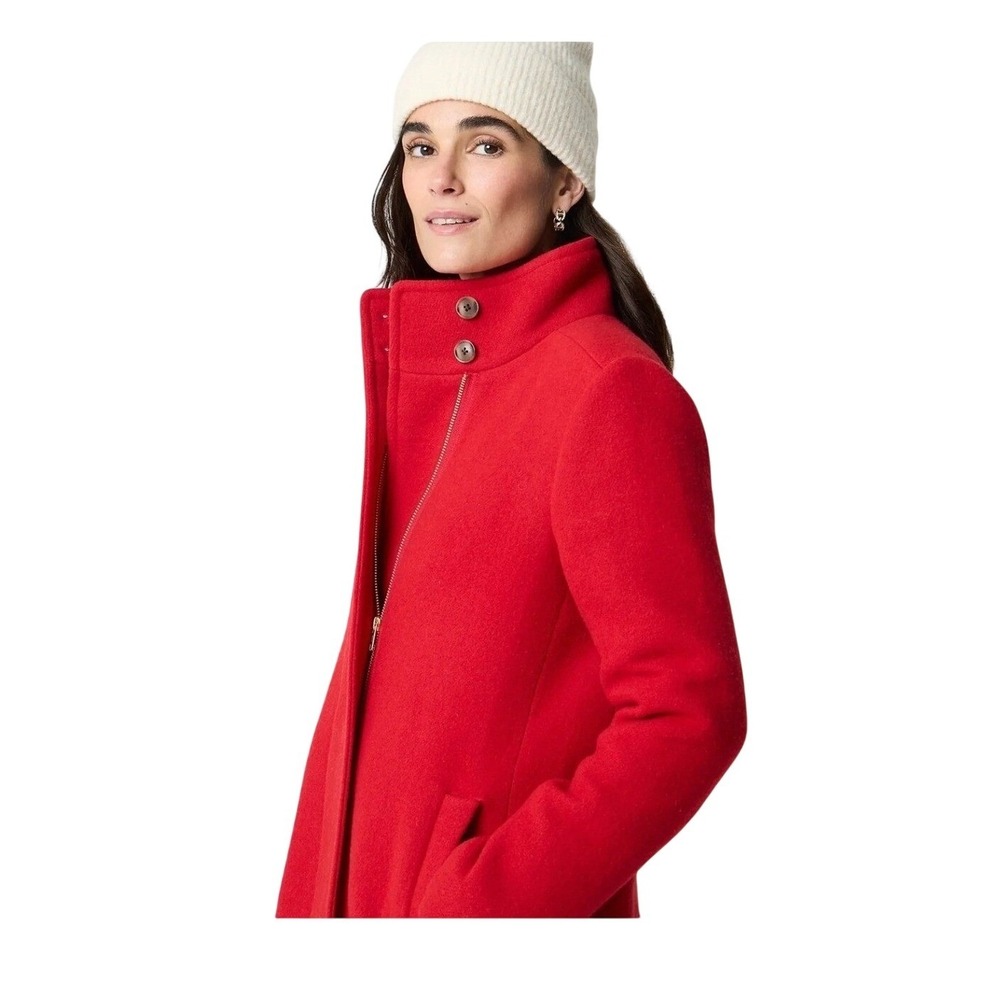 J.Crew City Coat with Button Neck in Classic Cardinal Red Wool Knit 14 - Picture 1 of 11
